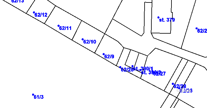 Parcela st. 62/9 v KÚ Lindava, Katastrální mapa