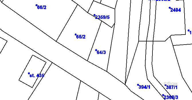Parcela st. 64/3 v KÚ Lindava, Katastrální mapa