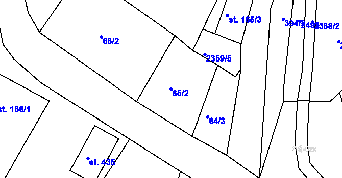Parcela st. 65/2 v KÚ Lindava, Katastrální mapa