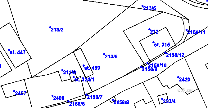 Parcela st. 213/6 v KÚ Lindava, Katastrální mapa