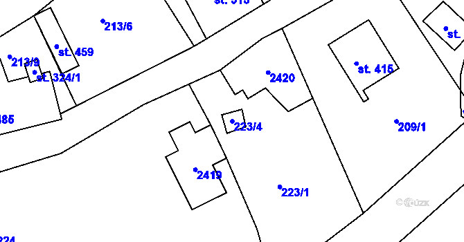 Parcela st. 223/4 v KÚ Lindava, Katastrální mapa