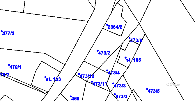 Parcela st. 473/2 v KÚ Lindava, Katastrální mapa