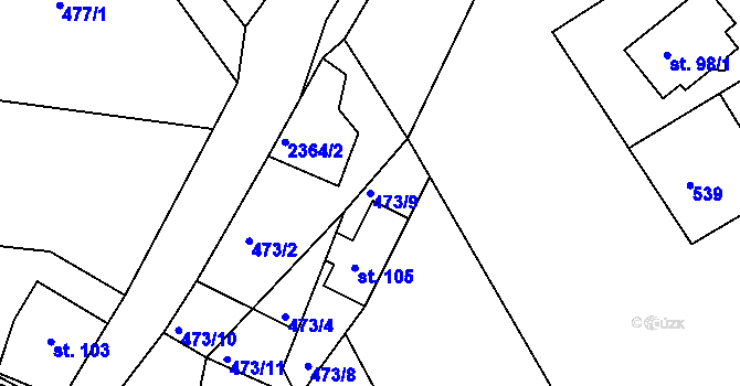 Parcela st. 473/9 v KÚ Lindava, Katastrální mapa