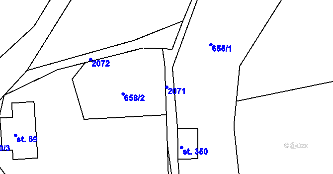 Parcela st. 2071 v KÚ Lindava, Katastrální mapa