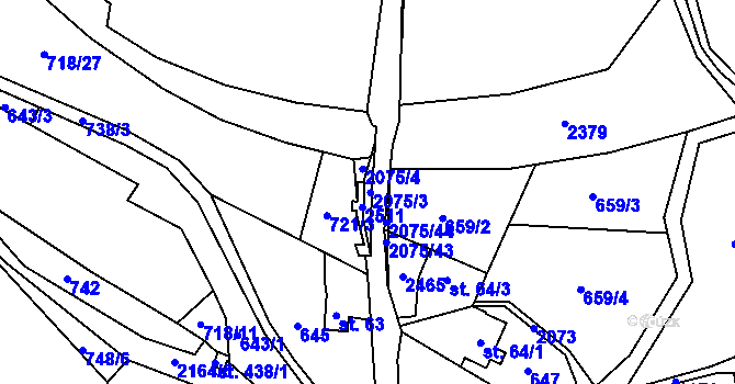 Parcela st. 2075 v KÚ Lindava, Katastrální mapa