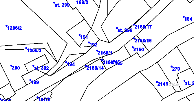 Parcela st. 2158/1 v KÚ Lindava, Katastrální mapa