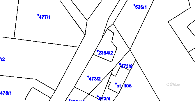 Parcela st. 2364/2 v KÚ Lindava, Katastrální mapa