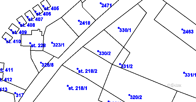 Parcela st. 330/2 v KÚ Lindava, Katastrální mapa