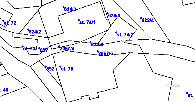 Parcela st. 2067/6 v KÚ Lindava, Katastrální mapa
