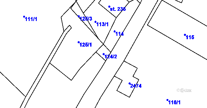 Parcela st. 124/2 v KÚ Lindava, Katastrální mapa