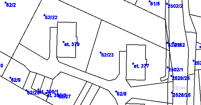 Parcela st. 62/23 v KÚ Lindava, Katastrální mapa