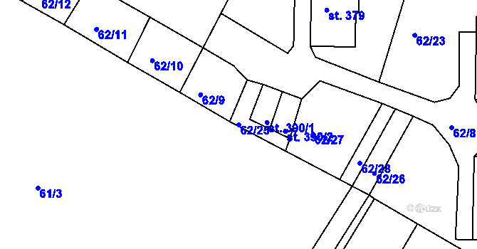 Parcela st. 62/25 v KÚ Lindava, Katastrální mapa