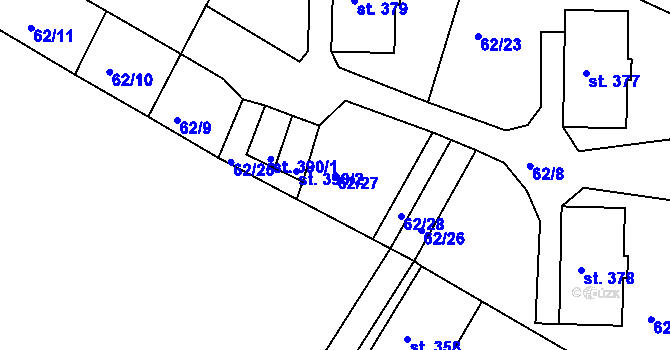 Parcela st. 62/27 v KÚ Lindava, Katastrální mapa