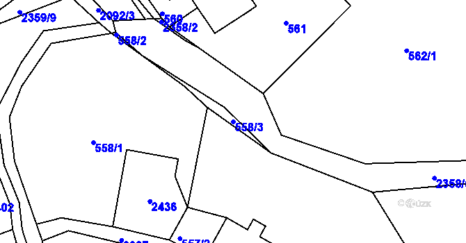 Parcela st. 558/3 v KÚ Lindava, Katastrální mapa