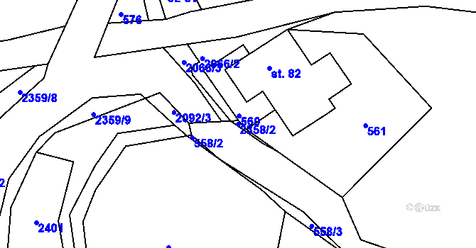 Parcela st. 2358/2 v KÚ Lindava, Katastrální mapa