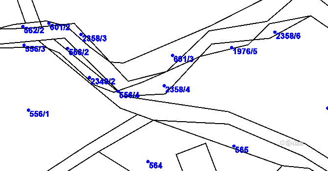Parcela st. 2358/4 v KÚ Lindava, Katastrální mapa