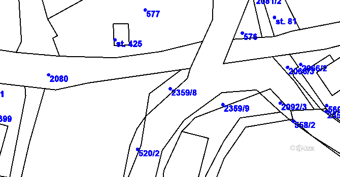 Parcela st. 2359/8 v KÚ Lindava, Katastrální mapa