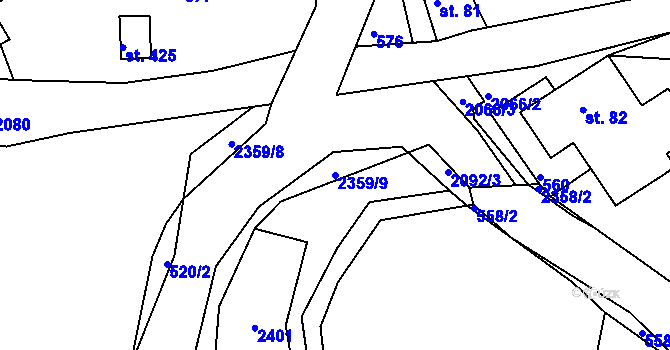 Parcela st. 2359/9 v KÚ Lindava, Katastrální mapa