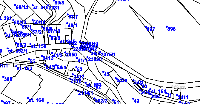 Parcela st. 2075/1 v KÚ Lindava, Katastrální mapa