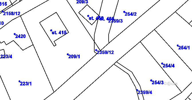 Parcela st. 2359/12 v KÚ Lindava, Katastrální mapa