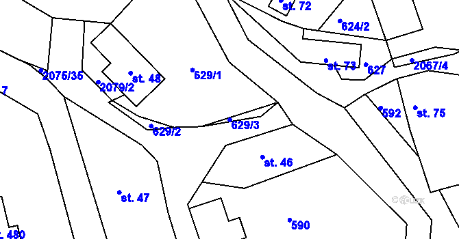 Parcela st. 629/3 v KÚ Lindava, Katastrální mapa