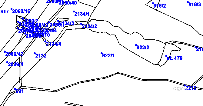Parcela st. 922/1 v KÚ Lindava, Katastrální mapa