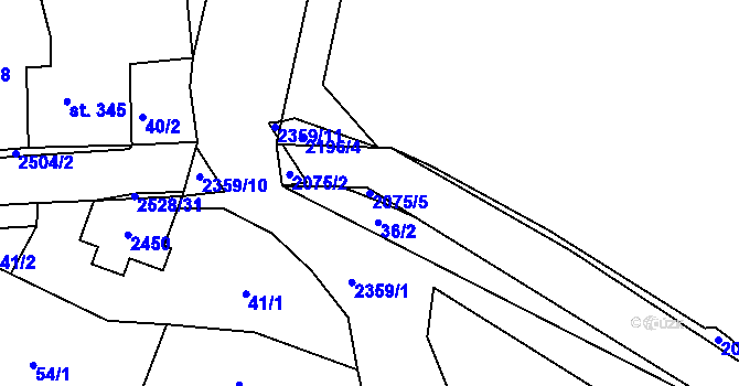 Parcela st. 2075/5 v KÚ Lindava, Katastrální mapa