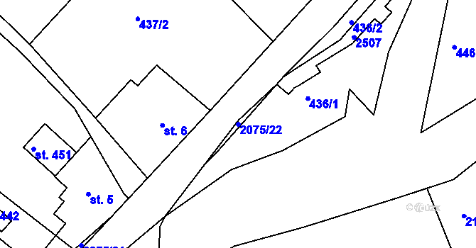 Parcela st. 2075/22 v KÚ Lindava, Katastrální mapa