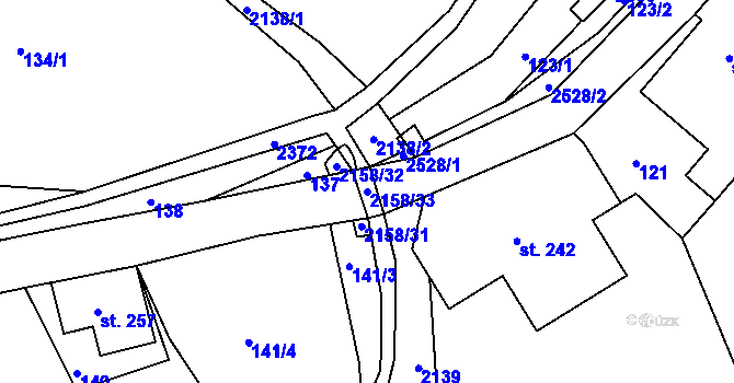 Parcela st. 2158/33 v KÚ Lindava, Katastrální mapa