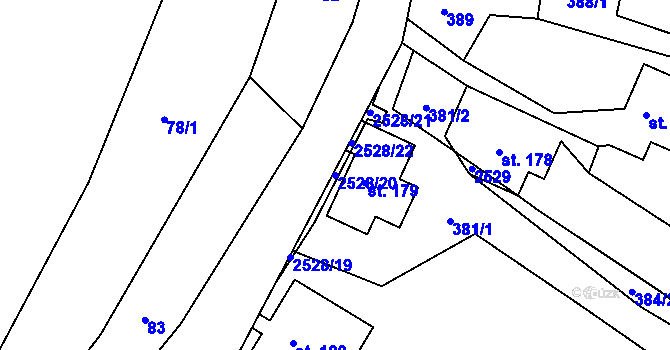 Parcela st. 2528/20 v KÚ Lindava, Katastrální mapa