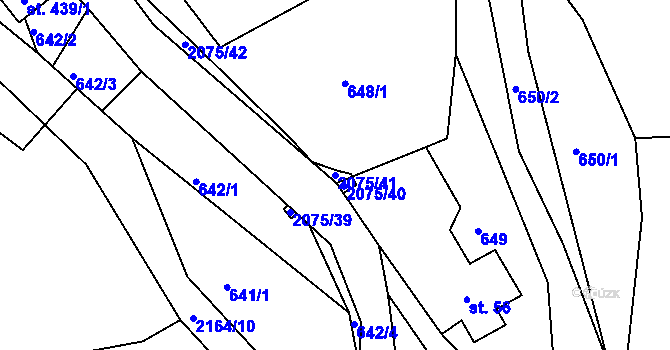 Parcela st. 2075/41 v KÚ Lindava, Katastrální mapa