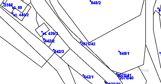 Parcela st. 2075/42 v KÚ Lindava, Katastrální mapa