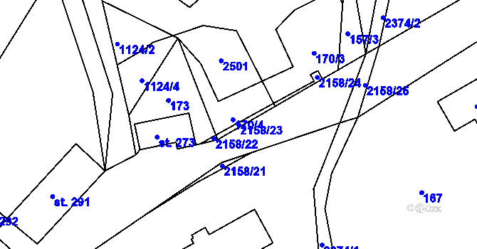 Parcela st. 2158/23 v KÚ Lindava, Katastrální mapa