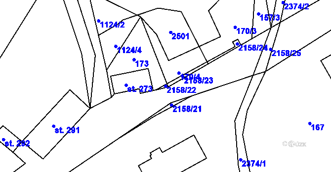 Parcela st. 2158/22 v KÚ Lindava, Katastrální mapa