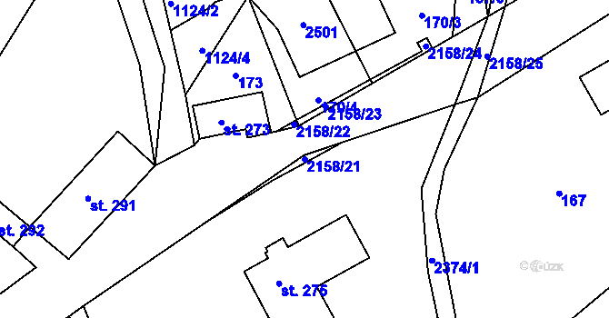 Parcela st. 2158/21 v KÚ Lindava, Katastrální mapa