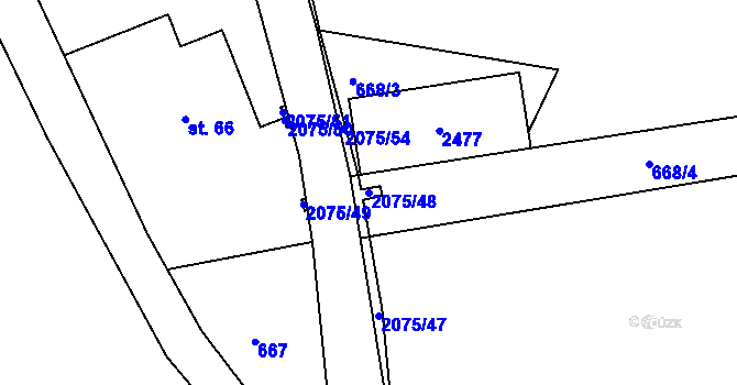 Parcela st. 2075/48 v KÚ Lindava, Katastrální mapa