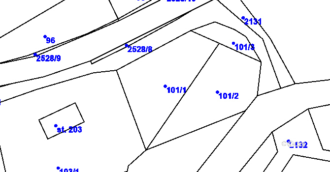 Parcela st. 101/1 v KÚ Lindava, Katastrální mapa