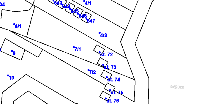 Parcela st. 72 v KÚ Svitava, Katastrální mapa