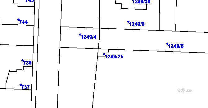 Parcela st. 1249/25 v KÚ Líně, Katastrální mapa