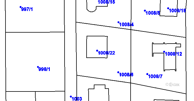 Parcela st. 1008/22 v KÚ Líně, Katastrální mapa