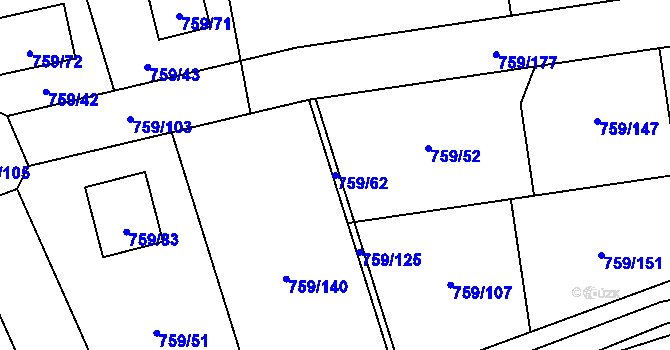 Parcela st. 759/62 v KÚ Líně, Katastrální mapa