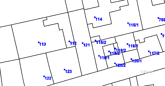 Parcela st. 121 v KÚ Líně, Katastrální mapa