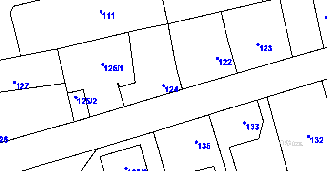 Parcela st. 124 v KÚ Líně, Katastrální mapa