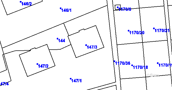 Parcela st. 147/3 v KÚ Líně, Katastrální mapa