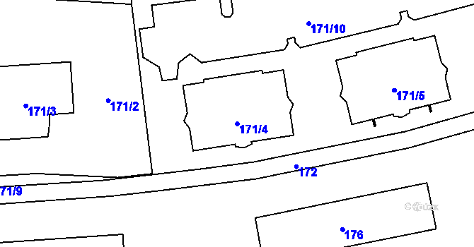 Parcela st. 171/4 v KÚ Líně, Katastrální mapa