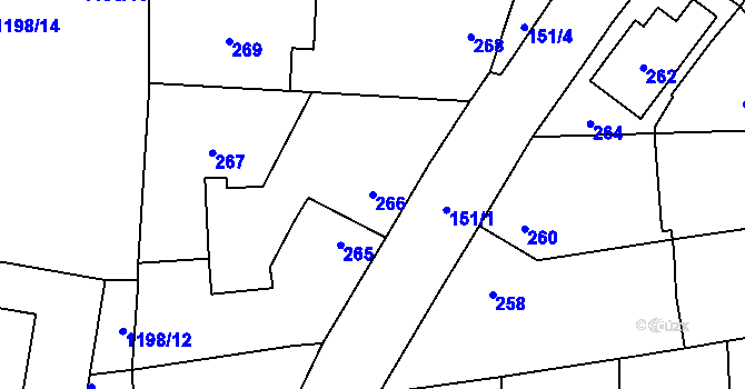 Parcela st. 266 v KÚ Líně, Katastrální mapa