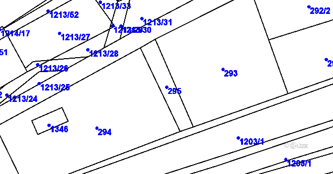 Parcela st. 295 v KÚ Líně, Katastrální mapa