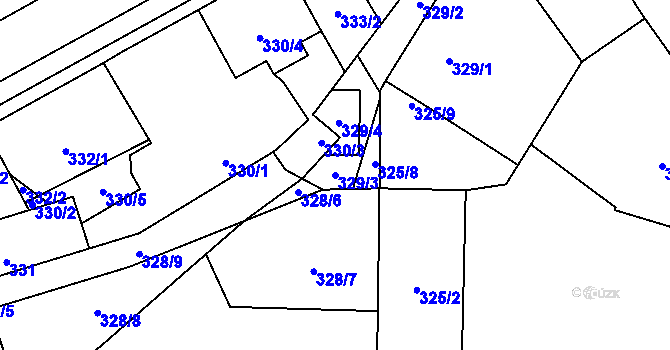 Parcela st. 329/3 v KÚ Líně, Katastrální mapa