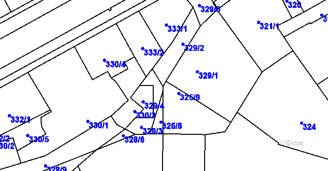 Parcela st. 329/5 v KÚ Líně, Katastrální mapa
