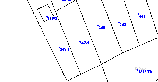 Parcela st. 347/1 v KÚ Líně, Katastrální mapa